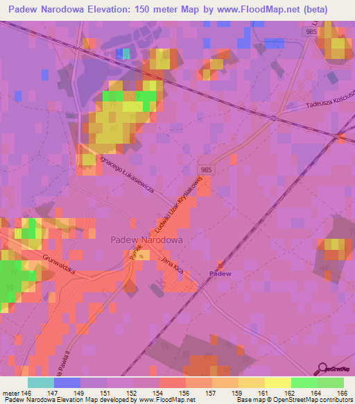 Padew Narodowa,Poland Elevation Map