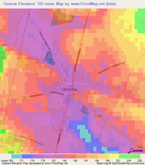 Ozarow,Poland Elevation Map