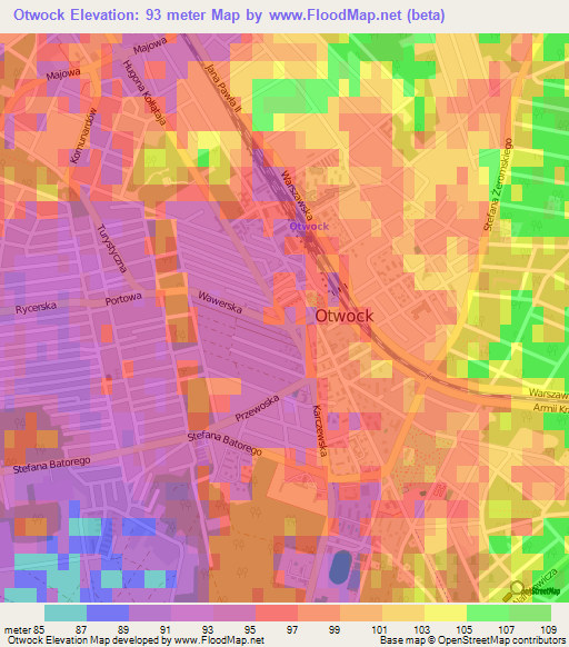 Otwock,Poland Elevation Map