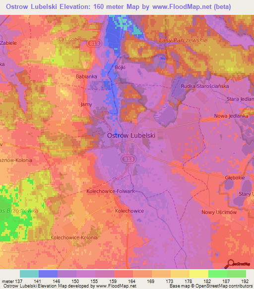 Ostrow Lubelski,Poland Elevation Map