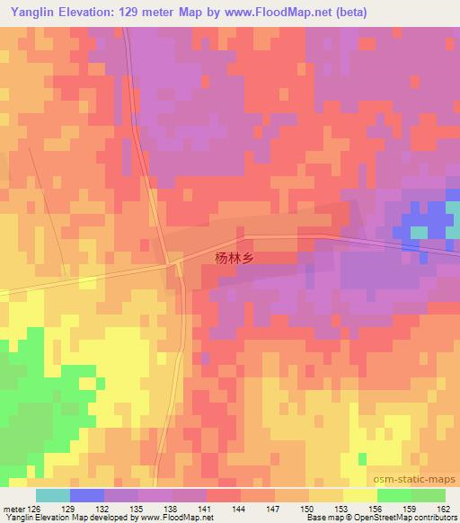 Yanglin,China Elevation Map