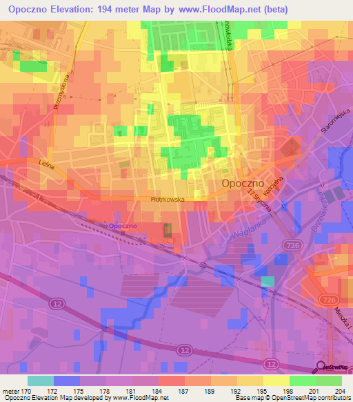 Opoczno,Poland Elevation Map