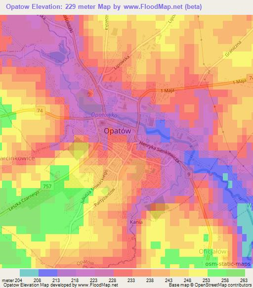 Opatow,Poland Elevation Map