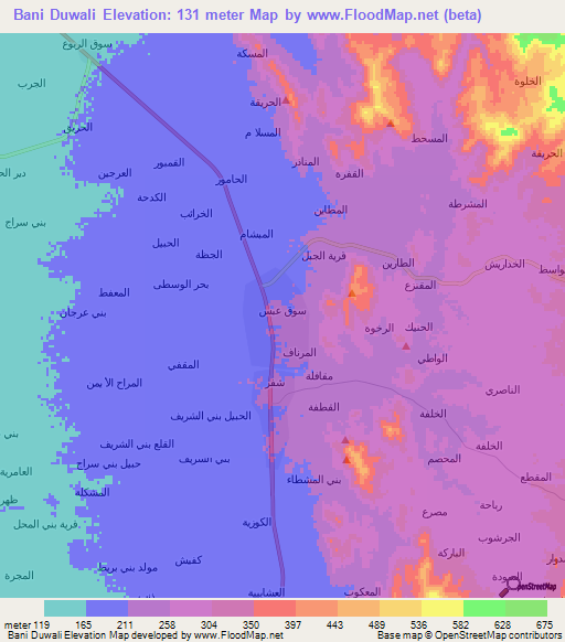 Bani Duwali,Yemen Elevation Map