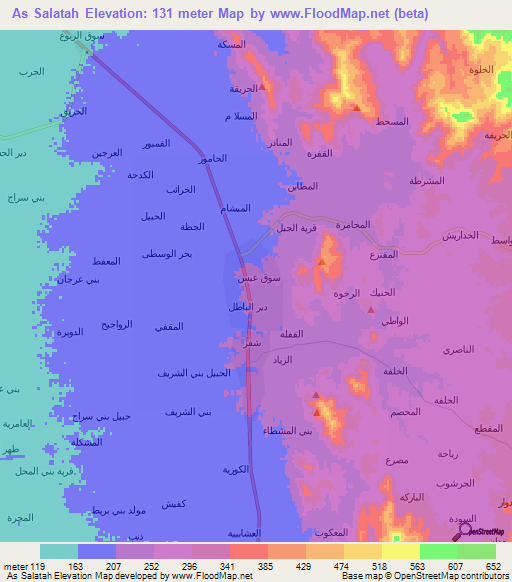 As Salatah,Yemen Elevation Map