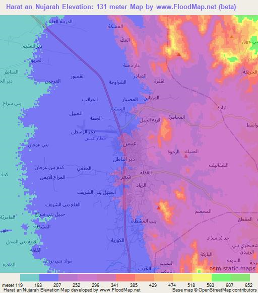 Harat an Nujarah,Yemen Elevation Map
