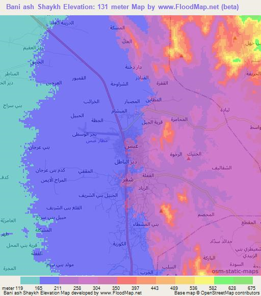 Bani ash Shaykh,Yemen Elevation Map