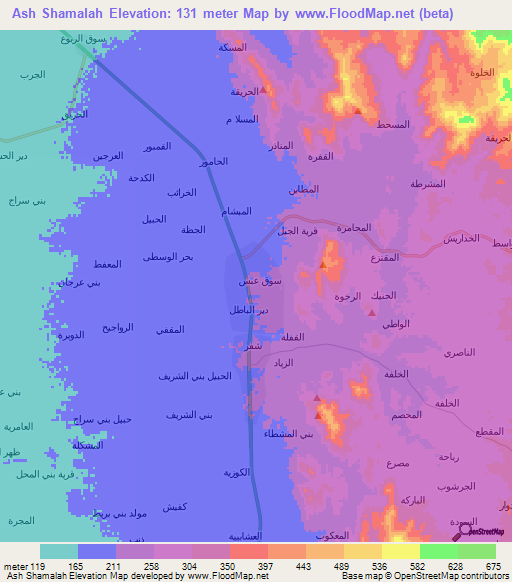 Ash Shamalah,Yemen Elevation Map