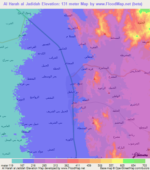 Al Harah al Jadidah,Yemen Elevation Map