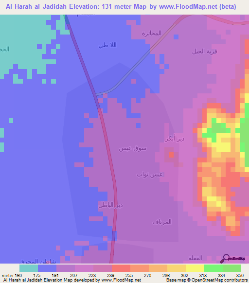 Al Harah al Jadidah,Yemen Elevation Map