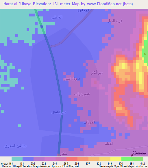 Harat al `Ubayd,Yemen Elevation Map