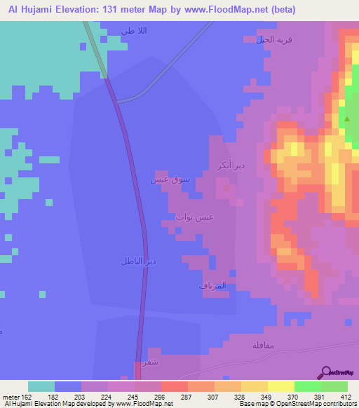 Al Hujami,Yemen Elevation Map