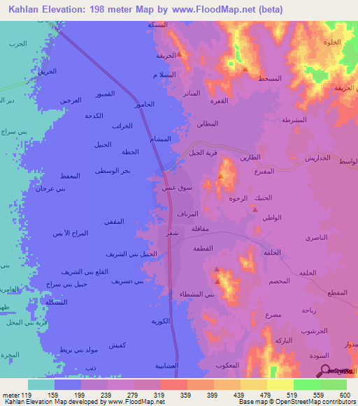 Kahlan,Yemen Elevation Map