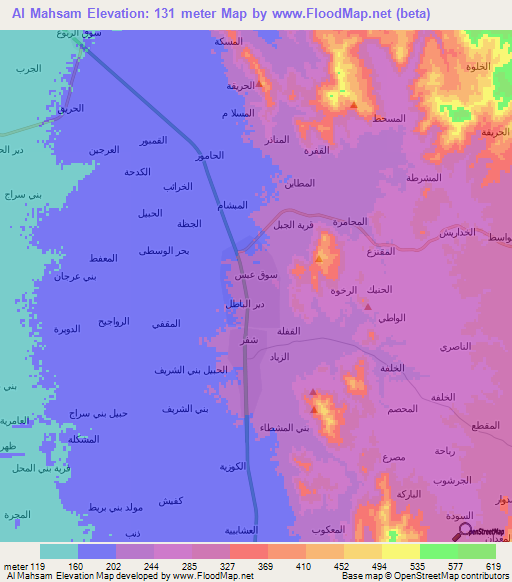 Al Mahsam,Yemen Elevation Map