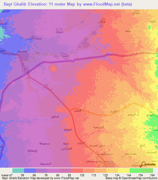 Bayt Ghalib,Yemen Elevation Map