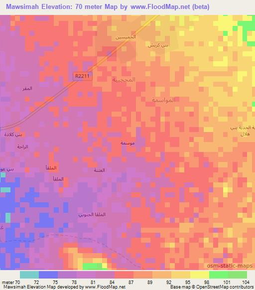 Mawsimah,Yemen Elevation Map