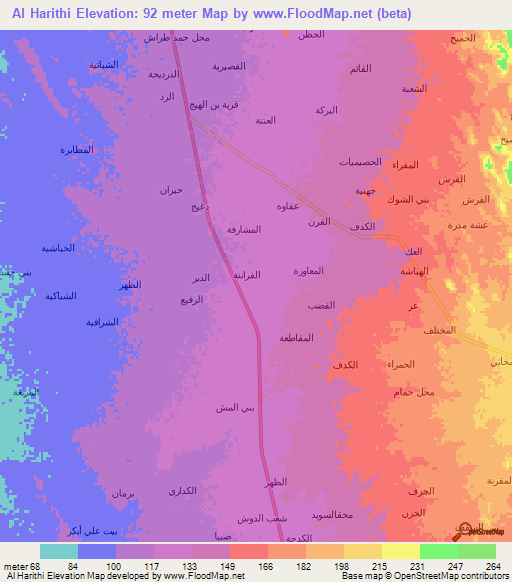 Al Harithi,Yemen Elevation Map