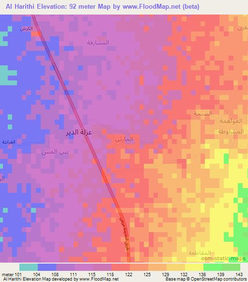 Al Harithi,Yemen Elevation Map