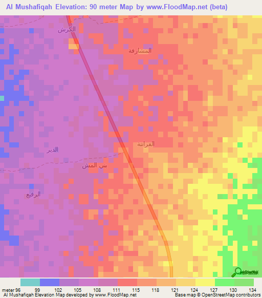 Al Mushafiqah,Yemen Elevation Map