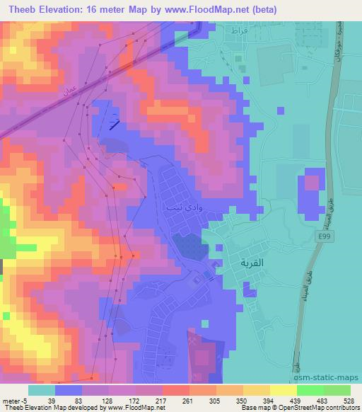 Theeb,United Arab Emirates Elevation Map