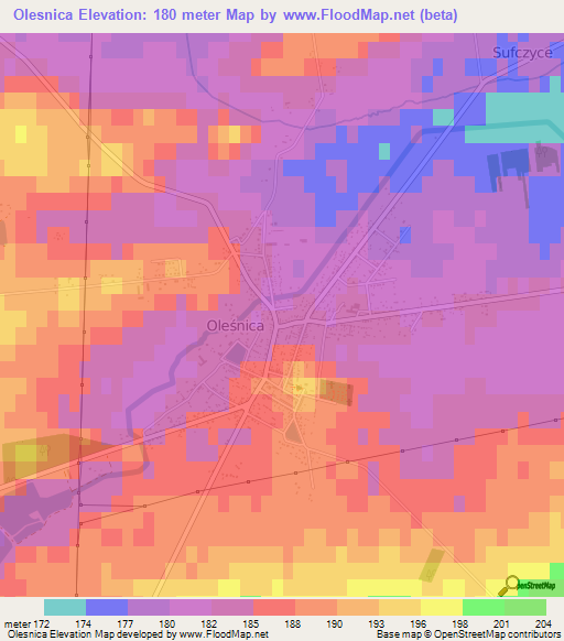 Olesnica,Poland Elevation Map