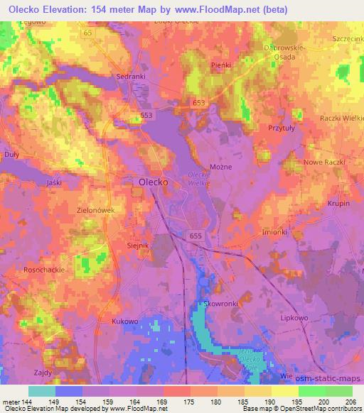 Olecko,Poland Elevation Map