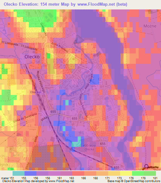 Olecko,Poland Elevation Map