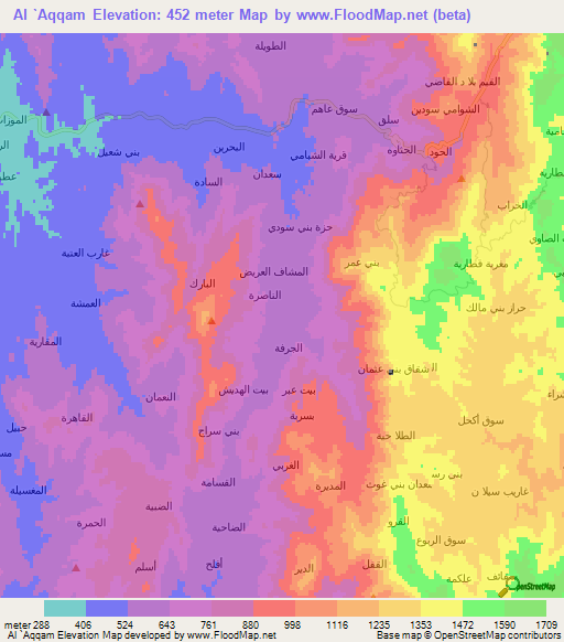 Al `Aqqam,Yemen Elevation Map