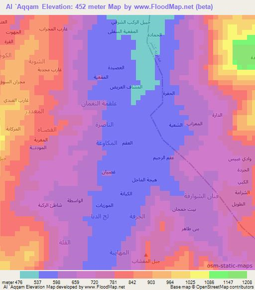 Al `Aqqam,Yemen Elevation Map