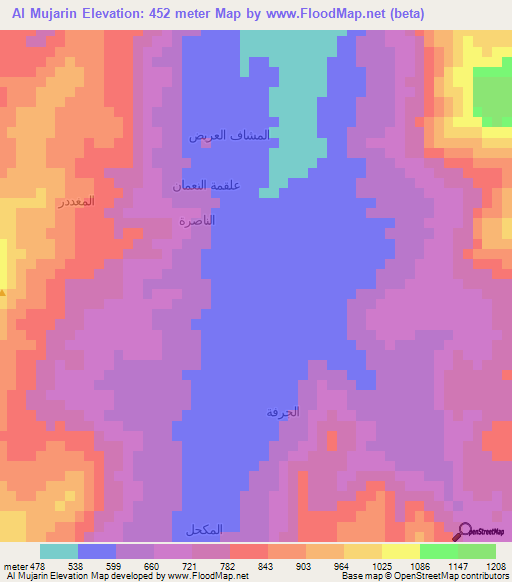 Al Mujarin,Yemen Elevation Map