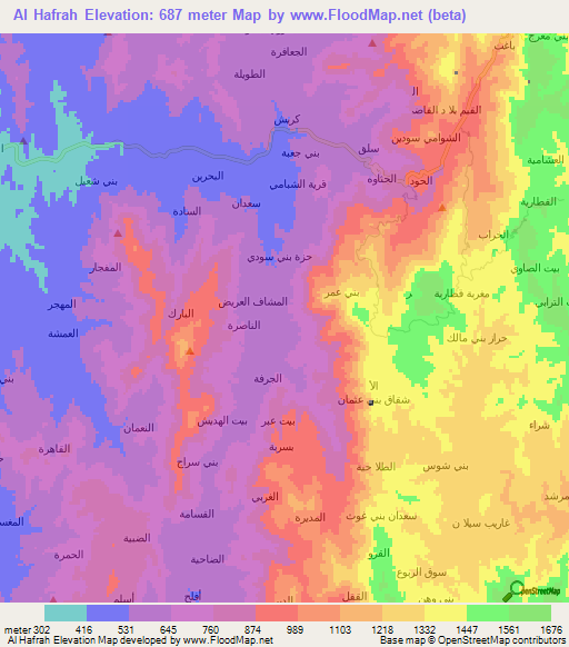 Al Hafrah,Yemen Elevation Map