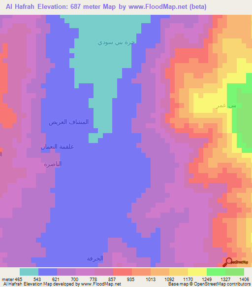 Al Hafrah,Yemen Elevation Map