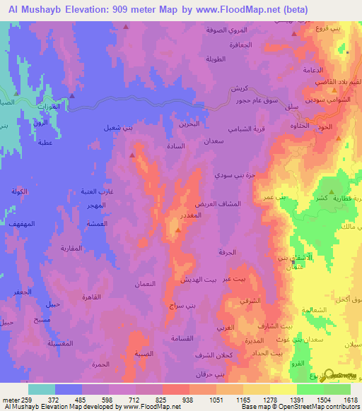 Al Mushayb,Yemen Elevation Map