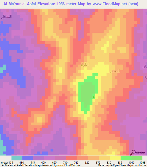 Al Ma`sur al Asfal,Yemen Elevation Map