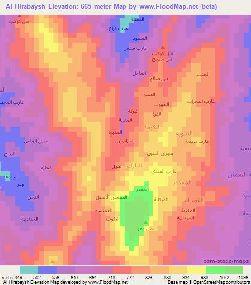 Al Hirabaysh,Yemen Elevation Map