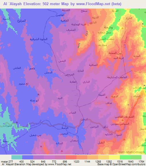 Al `Alayah,Yemen Elevation Map