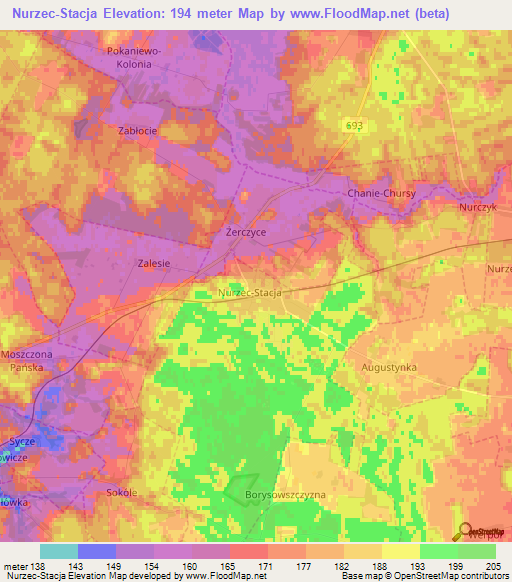 Nurzec-Stacja,Poland Elevation Map