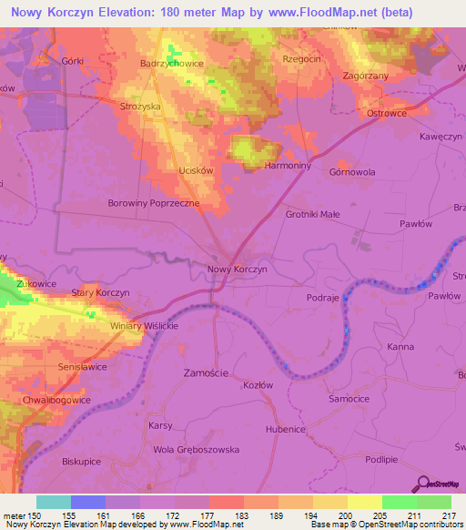 Nowy Korczyn,Poland Elevation Map