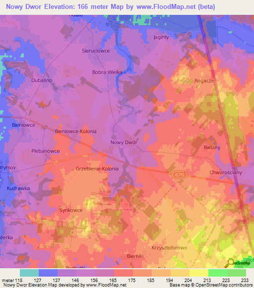Nowy Dwor,Poland Elevation Map