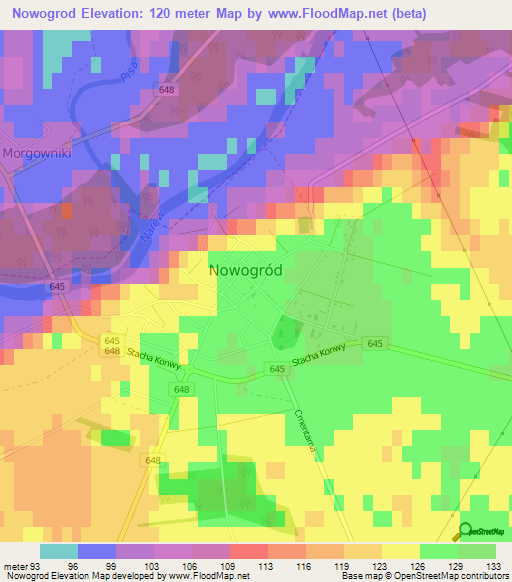 Nowogrod,Poland Elevation Map