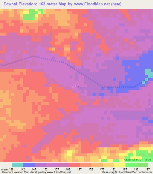 Dawhal,Yemen Elevation Map
