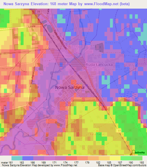 Nowa Sarzyna,Poland Elevation Map