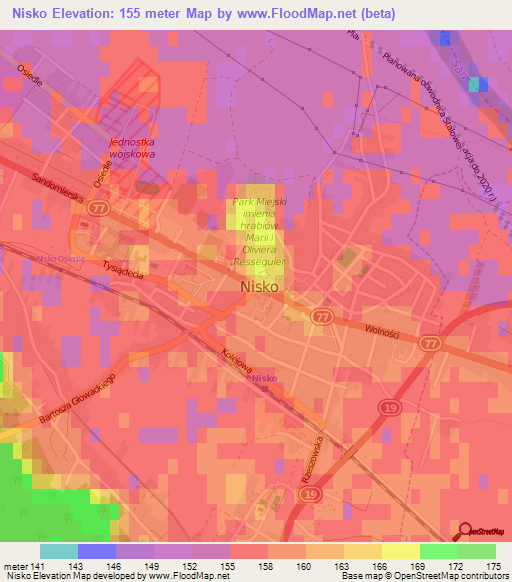 Nisko,Poland Elevation Map