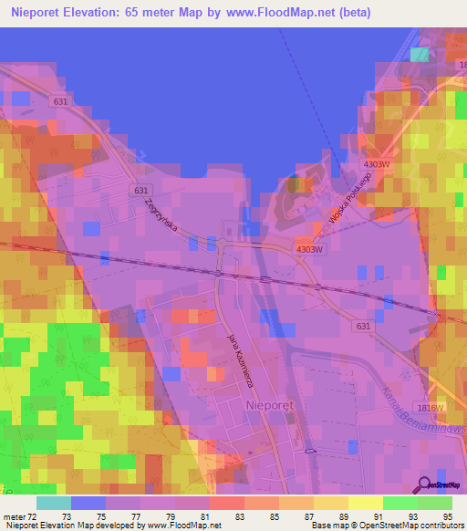 Nieporet,Poland Elevation Map