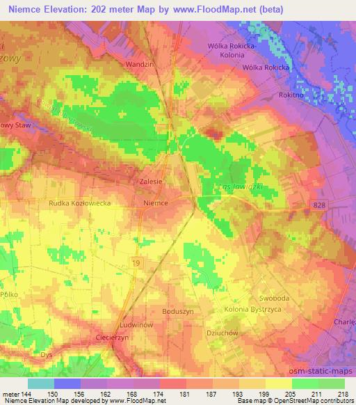 Niemce,Poland Elevation Map
