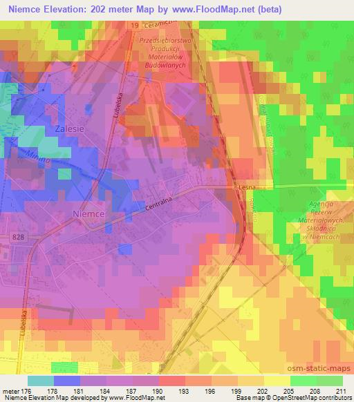 Niemce,Poland Elevation Map