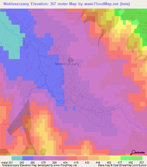 Niebieszczany,Poland Elevation Map