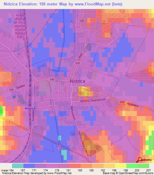 Nidzica,Poland Elevation Map