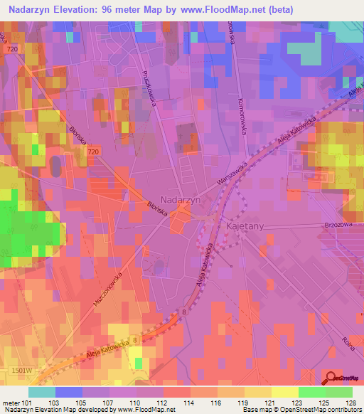 Nadarzyn,Poland Elevation Map