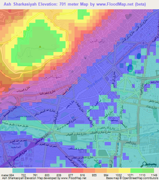 Ash Sharkasiyah,Syria Elevation Map
